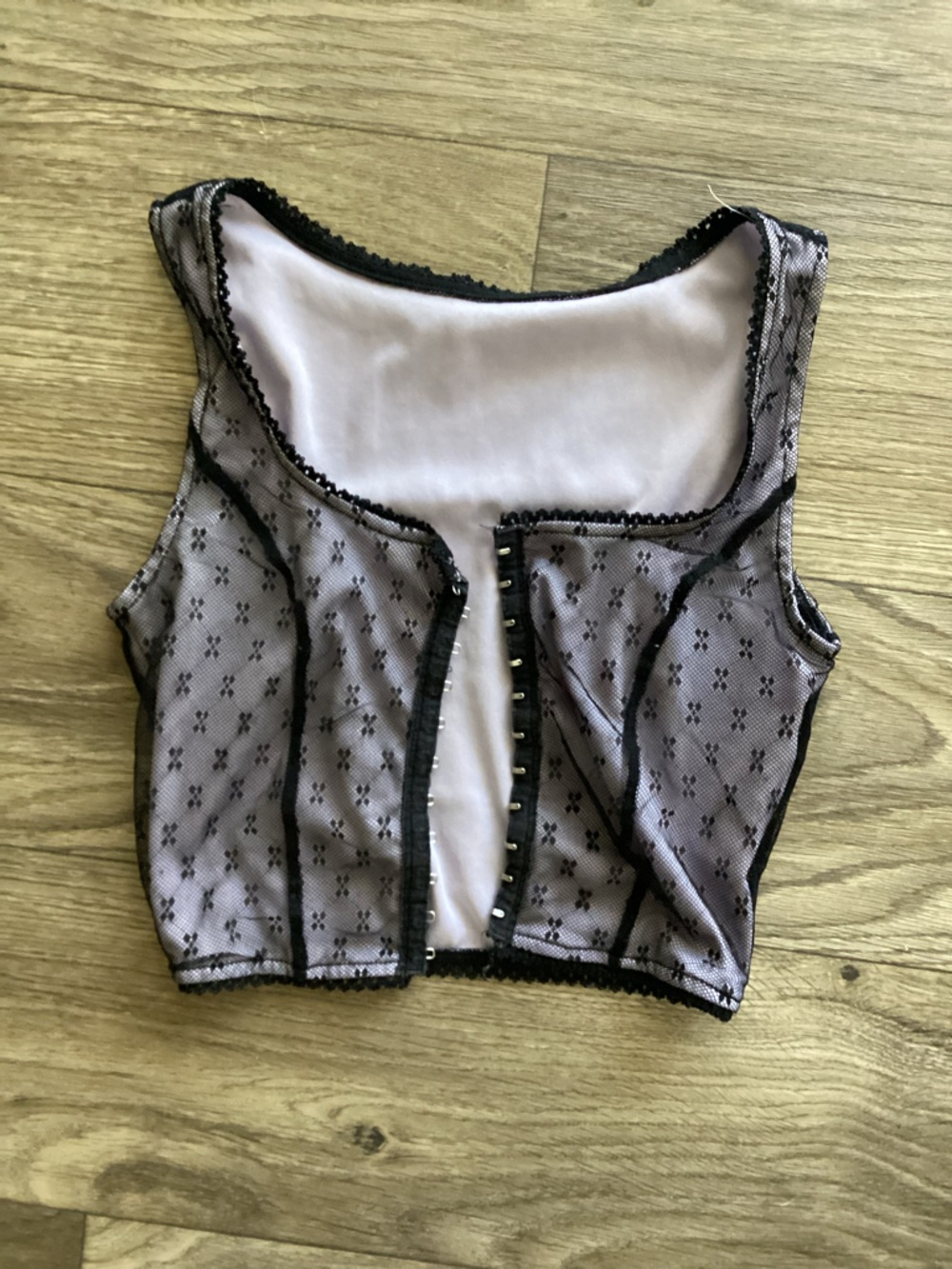Whimsy goth y2k Lavender tank corset with black trim